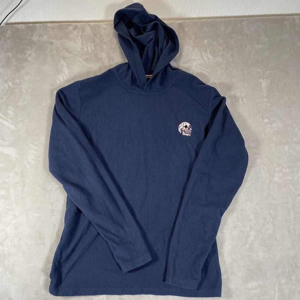Public Rec Record Pullover Hoodie Mens Long‎ Sleeve Blue Size L Large Skull